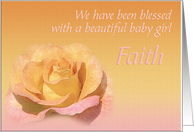 Faith’s Exquisite Birth Announcement card
