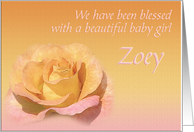 Zoey’s Exquisite Birth Announcement card