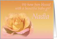 Nadia’s Exquisite Birth Announcement card