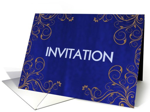 Gold & Blue Classy Invitation card (425049)