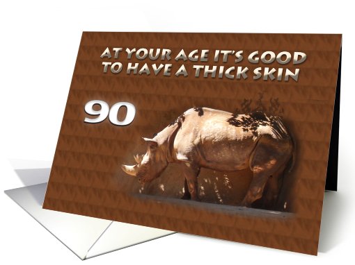 Funny Rhino 90th Birthday card (462103)