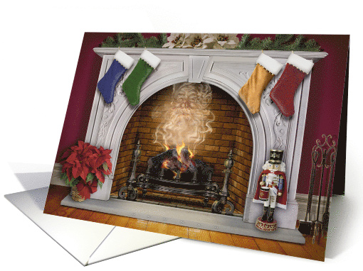 Out of the Fireplace Santa Appears on Christmas Eve card (1654720)