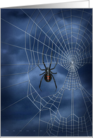 Black Widow Halloween Skull Spider Web card