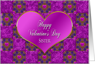 Valentine’s Day, Sister, Purple Ornate Hearts card
