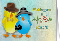 Easter, Secret Pal, Cute Colorful Chicks Dressed-up in their Best card