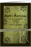 Birthday - From Pet - Green - Paw Imprints card