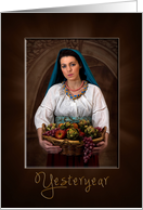 OLD WORLD/YESTERDAY COLLECTION - WOMAN CARRYING BASKET FRUIT card