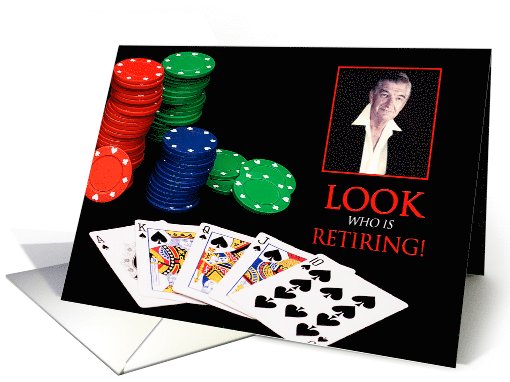 RETIREMENT - INVITATION - SURPRISE - CARDS - POKER - PHOTO INSERT card