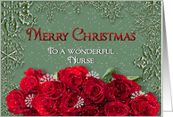 Merry Christmas - Nurse - Snow/Roses card