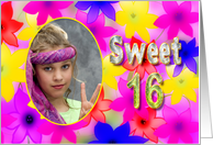 Sweet Sixteen Birthday Party - Flowers - PHOTO INSERT card