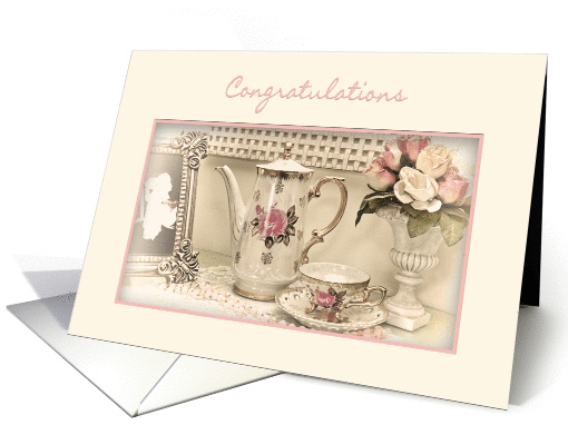 CONGRATULATIONS - Vintage Tea Set - Soft Pastels card (1150932)