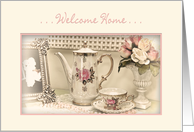 WELCOME HOME - Vintage Tea Set - Soft Pastels card