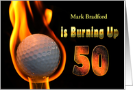50th Birthday Party Invitation - Burning Golf Ball card