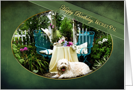 Birthday - secret pal - Cottage Garden - pet/dog Tea For Two - Trellis card