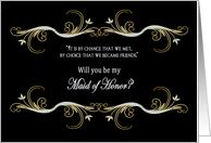 REQUEST - MAID OF HONOR - Black/Gold Friends card