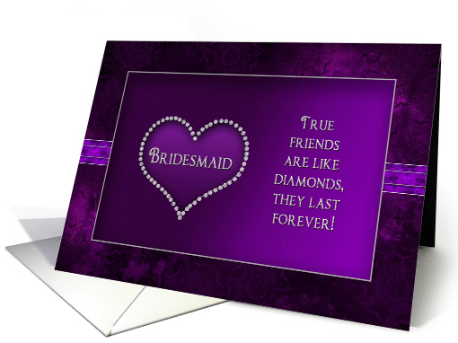 Bridal Attendant's Invitation - Bridesmaid - Purple/Heart card