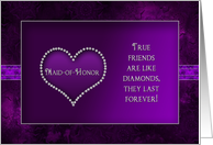 Bridal Attendant’s Invitation - Maid of Honor - Purple/Heart card