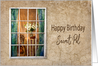 Birthday, Secret Pal, View Through an Old Weathered Window into Home card