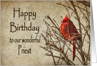 Birthday - Priest - Red Cardinal - Branch - Textures card