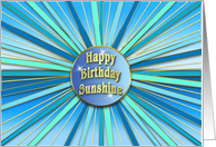 birthday - Abstract Rays - sunshine - blues card