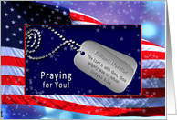 PRAYING FOR YOU - Patriotic - USA Flag - Dog Tags/Verse card