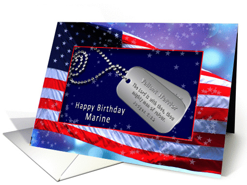 BIRTHDAY MARINE - Patriotic - USA Flag - Dog Tags/Verse card (1249316)