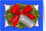 HAPPY HOLIDAYS - Patriotic - MARINES - Dog Tags/ card