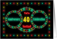 Wedding Anniversary Invitation -40th- NEON LIGHTS - Billboard card