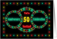 Wedding Anniversary Invitation -50th- NEON LIGHTS - Billboard card