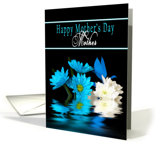 MOTHER'S DAY - Mother - Blue/White flowers on Black card (1275556)