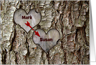 I LOVE YOU - TREE BARK - CARVING HEART - INSERT YOUR NAMES card