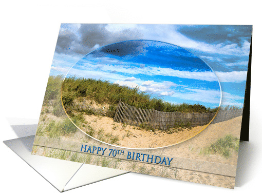 BIRTHDAY, 70th, Scenic Beach with Oval Inset card (1288904)