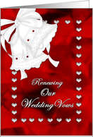 VOW RENEWAL WEDDING INVITATION - Valentine Hearts - Red - Bells card