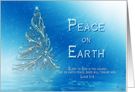 Christian Christmas Greeting - Blue - Tree - Peace on Earth card