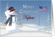 Christmas - Nephew- Snowman - Patriotic card