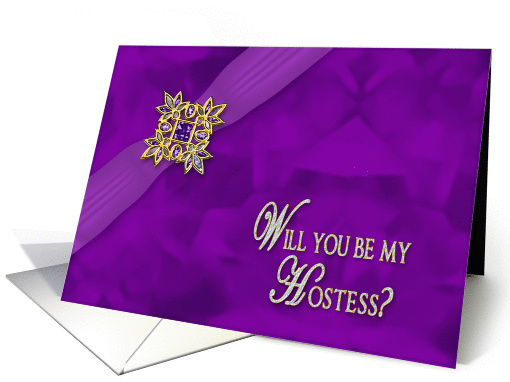 Bridal Party Invitation (Hostess) Fancy Purple Faux Gems card