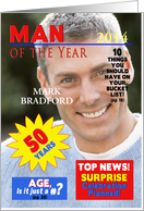 50TH Birthday Party Magazine (Man of Year) Invitation (Photo) card