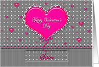 Valentine, Sister, Large Bright Pink Heart Isolated on Gray card