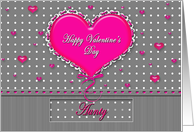 Valentine, Aunt, Large Bright Pink Heart Isolated on Gray card