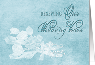 RENEWING WEDDING VOWS INVITATION - Elegant Blue/white flowers card