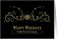 Happy Holidays - Black and Gold, Snowflakes- Business Name card