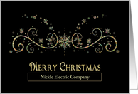 Merry Christmas - Black and Gold, Snowflakes- Business Name card