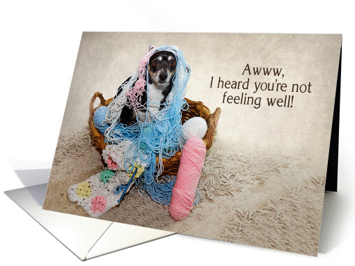 GET WELL - Terrier Dog Tangled in Yarn card (1386732)