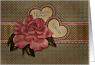 Renewing Wedding Vows Vintage Invitation - Rose and Hearts card
