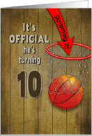 10th Birthday Party Invitation, Basketball Net and Ball,Slamming It card