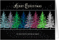 Christmas - Youth Pastor & Family - Colorful Christmas Trees card