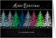 Christmas - Nurse - Colorful Christmas Trees card