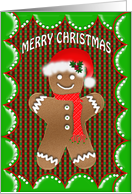 Christmas Gingerbread Man - Santa Hat card