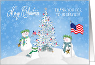 Christmas - Patriotic - Thank you for your service - Snowman Family card