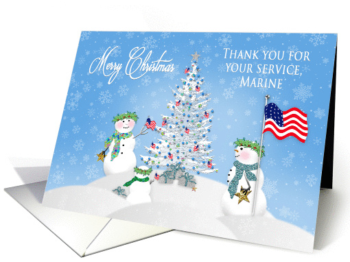 Christmas - Patriotic - Marine - Snowman Family card (1414388)